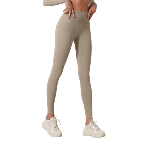 Legging yoga taille haute pour femmes beige xl extensible et confortable