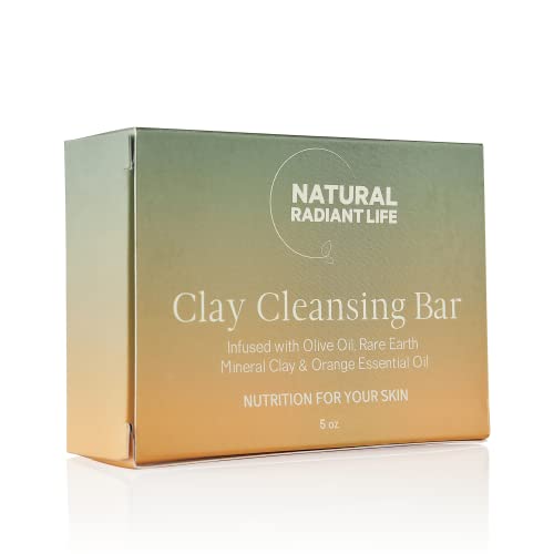 Nrl Natural Radiant Life Organic Clay Soap Bar - Cleansing Facial And Body Wash, With Rare Earth Mineral Clay And Olive Oil For Purifying, Clarifying And Lightening Hyperpigmentation On Skin - Helps Soothe Acne, Dermatitis, Psoriasis And Skin Problems - 5 Oz #TOP22