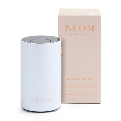 NEOM Wellbeing Pod Mini+ Essential Oil Diffuser, White I Waterless and Wireless I Portable & Versatile - car, Office or Home I Up to 125 Hours of Natural Fragrance use per Charge