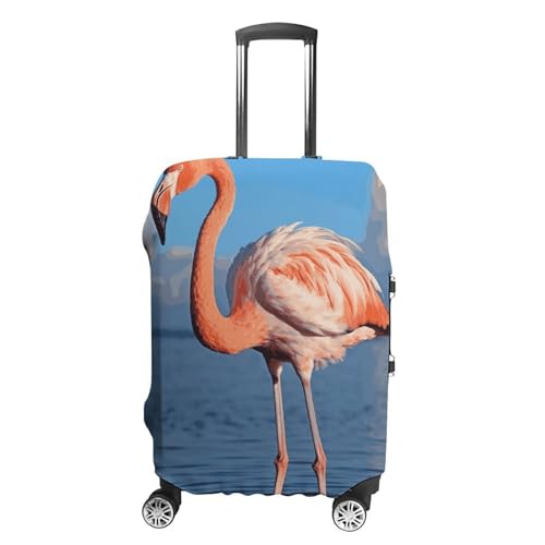 Flamingo in Water Ripple Printed Luggage Cover Protector, Fits 18-32 Inch Luggage