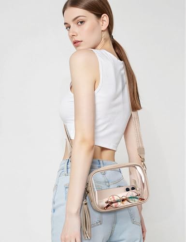 Image of Yarnic Clear Bag Stadium Approved, PVC Transparent Crossbody Purse Small Clear Crossbody Bag with Adjustable Shoulder Strap