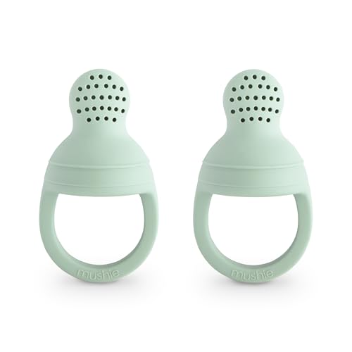 Image of mushie Silicone Baby Fresh Fruit & Food Feeder Pacifier | 6 Months+ (Cambridge Blue)