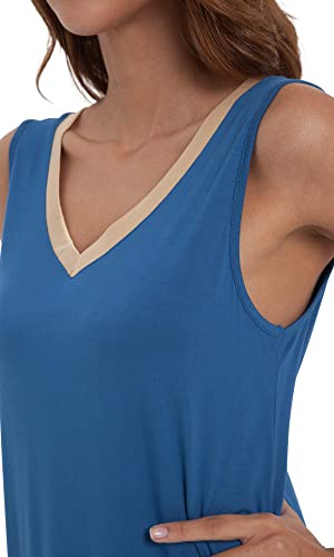 Image of GYS Cooling Bamboo Viscose Nightgowns for Women, Lightweight Sleeveless V Neck Sleep Shirt for Hot Sleepers, Soft Night dress