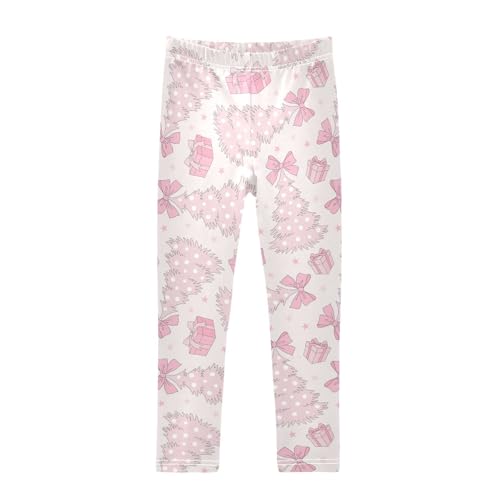 CaTaKu Girls Leggings Cute Xmas Tree Leggings for Girls Kids Athletic Workout Yoga Pants Size 4-10T
