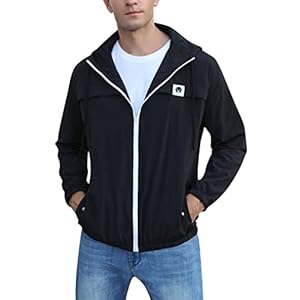 Wayleb Veste de Pluie Homme Capuche Coupe-Vent Homme Impermeable Légère Veste Imperméable Homme Pluie Longue Manteau de Pluie Homme avec Capuche Zippé pour Randonnée Voyage Camping Noir,XL