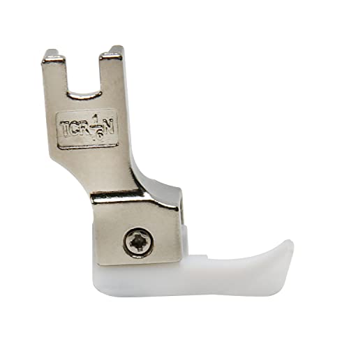 Image of Othmro #TCR Industrial Sewing Machine Presser Feet 1 /16inch Hinged Sewing Presser Foot Plastic and Steel Presser Feet with Right Guide for Single Needle Industrial Sewing Machines White Silver
