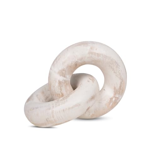Nudo decorativo de madera 7x5.2x2.5 in blanco lavado