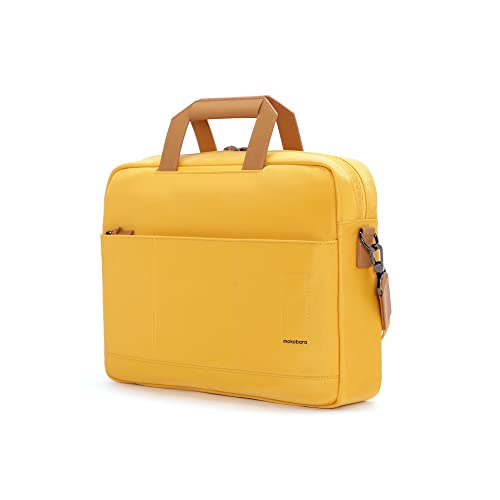 MOKOBARA The Briefcase with Adjustable Shoulder Strap Vegan Leather, Water Resistant, Fits Upto 15.6" Laptops (Unisex, Yellow)