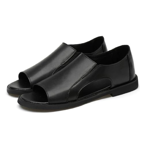 Men's Genuine Leather Cutout Water Shoes Slip On Flat Comfortable Open Toe Outdoor Casual Beach Light Weight Fisherman Sandals4