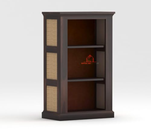 Image of SHYAM ART & CRAFT Solid Sheesham Wooden Bookshelf | Book Shelf Cabinet for Home & Office Living Room | Pre Assembled Semi Open Bookshelf (Walnut Finish)
