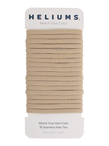 Heliums Sandy Blonde Skinny Seamless 6mm Medium Hold Soft Nylon Fabric Rolled Ponytail Holders - 18 Hair Ties