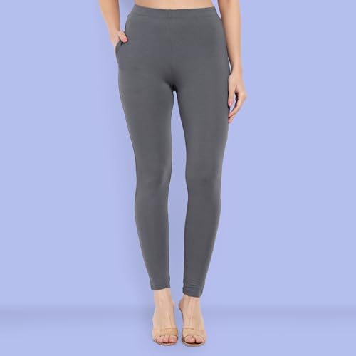 Image of ONE SKY Women Full Length Leggings | Cotton Modal Spandex Blend | High Waist Stretchable & Bio-Washed Fabric | Colour-Lock Technology | Comfortable Leggings for Women