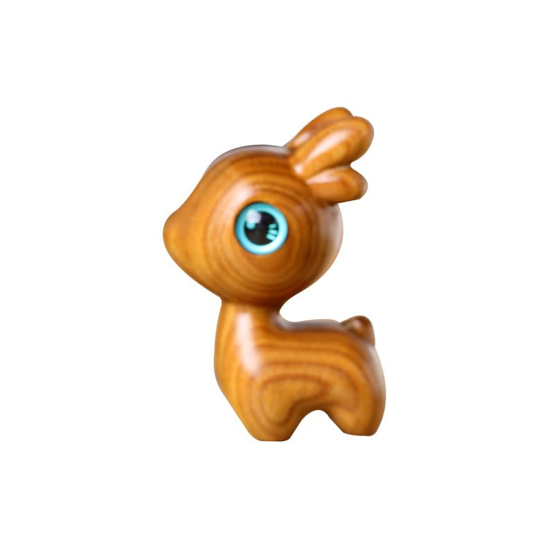 HLbshi Handmade Wooden Deer sika Figurine Animal Carving Statue Office Desk Study Room Home Decoration (Deer)