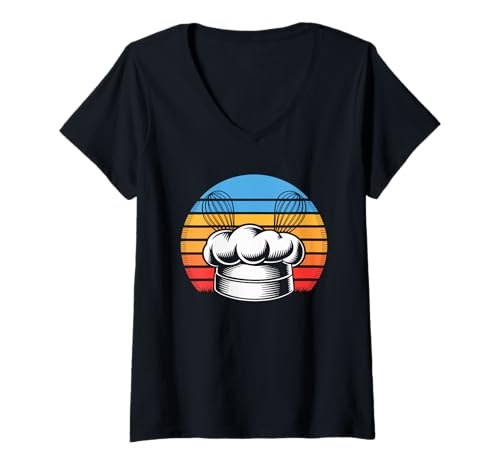 Femme Boulanger Boulangerie Fouet Pâtisserie Cuire Boulangers T-Shirt avec Col en V