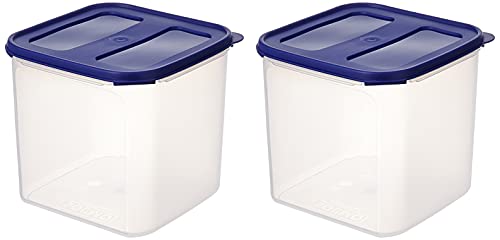 Amazon Brand - Solimo Square Modular Plastic Container, Set of 2,...
