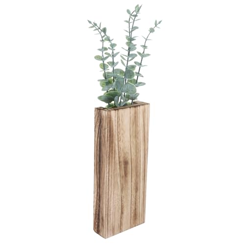 jojofuny Macetero de Pared de Madera Rústica con Eucalipto Artificial Jarrón Colgante para Flores Secas y Plantas Decorativas para Salón Dormitorio y Oficina