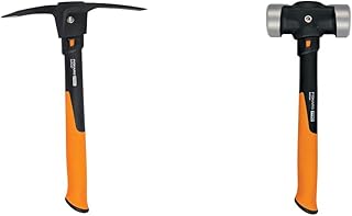 Fiskars 751220-1001 Pro IsoCore Pick/Mattock, 1.5 lb, Orange/Black & PRO 750660-1001 IsoCore 4 lb Double Flat Face Sledge ...
