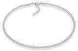 Miabella 925 Sterling Silver, 18K Gold Plated Figaro, Beaded Singapore, Sparkle, Cuban Link Chain, Choker Necklace for Women Made in Italy (SI, Cuban 3.5mm, Length 13 Inches)