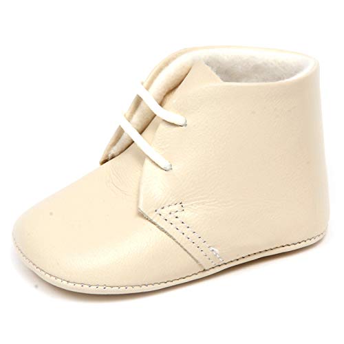 Chaussures de berceau Il Gufo F5360 en cuir nappa ivoire pour bébé
