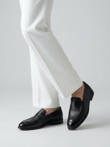 Image of Leather Flap Penny Loafers with TPR Sole for Men