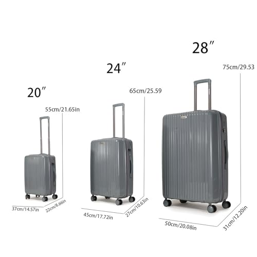 3-Piece Luggage Set - Durable PP Material Travel Suitcase with 360° Wheels for Men & Women - 20''/24''/28'' Expandable Travel Bags2