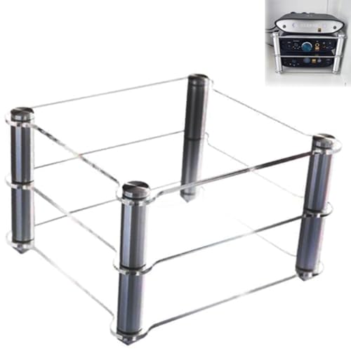 ZIUSFAC Audio Schrank Aus Acryl HiFi Regal Transparente Audio-/Video-Rack AV-Medienständer Stereo Komponenten-Rack Multimedia Desktop Audioständer Ständer Für Kleines Verstärker 2-stöckiges