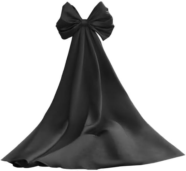 dideyttawl Women Satin Bow Cape for Prom Dress Detachable Sleeves Train for Wedding Dress Homecoming Dress Long Bridal Cape
