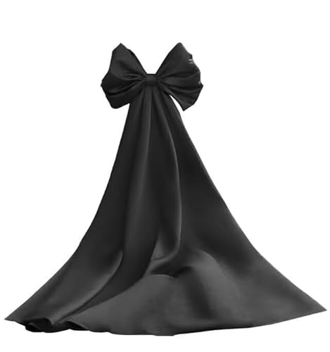 dideyttawl Black Bridal Cape for Wedding Dresses Women's Satin Bow Cape for Prom Dresses Satin Detachable Train for Dresses