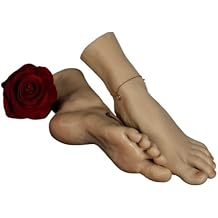 Lifelike Foot Model Fake Nail Slender Toes Liquid Silicone Female Greek Feet Fetish Display Mannequin Plastic ZH3901Toes with Bone,One Pair