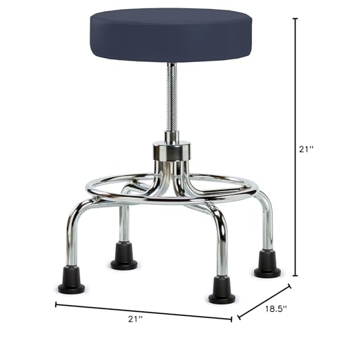 Image of Perch Retro Exam Stool with Glides, 18.5 inch-24 inch, Imperial Blue Vinyl