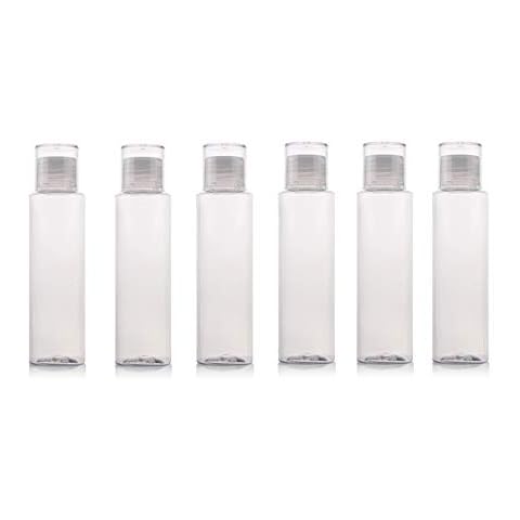 6Pcs 100ml/3.4oz Travel Bottles Set - Cosmetic Containers with Orifice Reducer and Screw Lid - Leak Proof Refillable Plastic Bottle Pot Vial for Toner Lotion Emulsion Shampoo Shower Gel Cover
