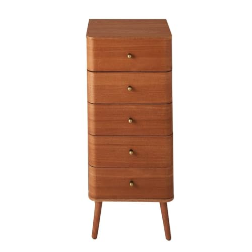 Calicosy – Chiffonnier 5 Tiroirs avec Façades aux Bords Arrondis et Pieds en Bois – H100 cm – Style Rétro et Élégant – Collection Karl