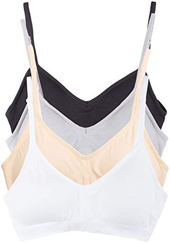 Kalon Women’s 4 Pack Demi Padded Bralette Wireless Comfortable Bra (S/M, Basics)