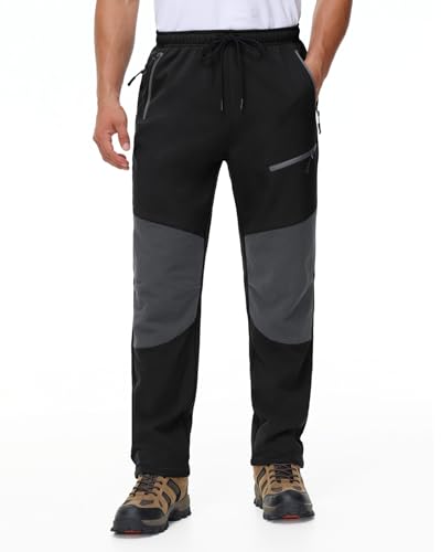 MOCOLY Pantalon Trekking Hombre Invierno Pantalones Ski Softshell Cargo con Forro Polar Negro M - imagen 2