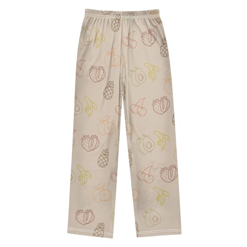 Hand Drawn Fruit Boys Pants Boys Athletic Pants Long Pant for Boywith Pockets Wide-Leg Size 6-14Y2