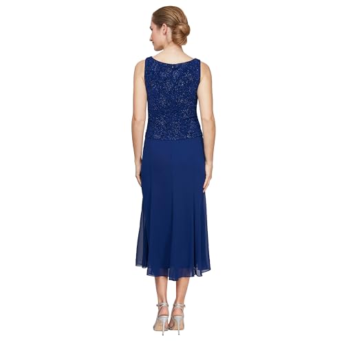 Image of Alex Evenings Women's Tea Length Jacket Dress, Perfect for Weddings, Formal Events (Petite and Regular Sizes)