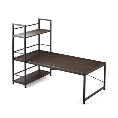 ローデスク 幅120cm 収納棚付き 左右入れ替え対応 パソコンデスク ロータイプ ブラウン