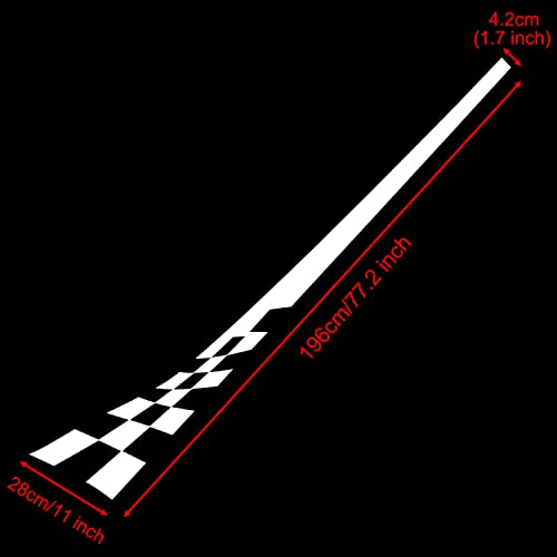 Image of 2Pcs 77.2'' Universal Racing Checkered Flag Graphic Car Body Side Sticker Self-Adhesive Side Strip Decal Lattice Grid Stripe Stickers Decoration for Mini Cooper Truck SUV Vehicles (B, White)