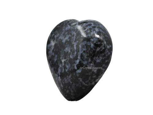Image of Indigo Gabbro Crystal Heart Palm Pebbles Stones for Anxiety Stress Relief Massage - AAA Grade Original Healing Gemstone Agate Heart Palm Stone for Yoga Meditation Spiritual