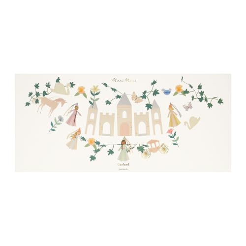 Meri Meri Princess Party Garland (Pack of 1). 6' Garland, Measures 10' Including Excess Cord, Princess Birthday Party Decorations