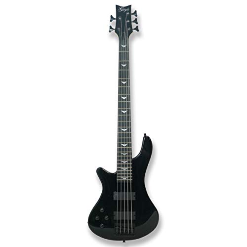 Black Left-handed 5 String Electric Bass, Bolt-on Maple Neck, Poplar Body