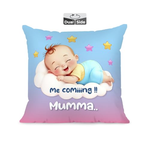 Brizberry® Premium Throw Pillow Cushion, mom to be Gifts, Pregnant Woman Wife Sister, Coming Soon Mumma, Pregnancy Gift for Baby Shower, with Premium 
