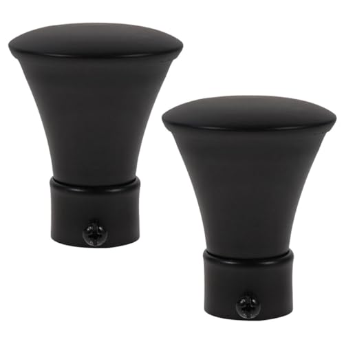 Veemoon Remates Metálicos para Barras de Cortina de 22 MM Extremos Negros Mate de Hierro Recubrimiento Antioxidante Juego de 2 Piezas para Decoración de Ventanas Sala y Comedor
