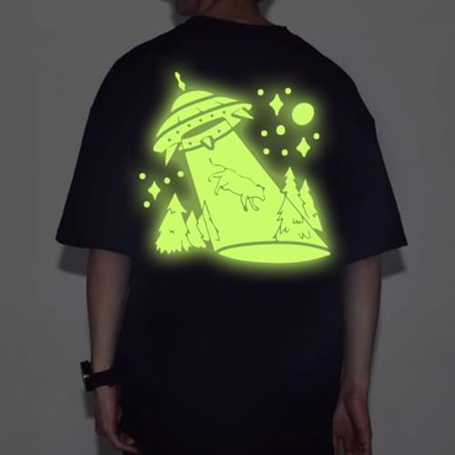 Image of guangyintong Glow in The Dark Heat Transfer Vinyl Rolls, 12 inch x 5ft Luminous Yellow Iron on Vinyl for T-Shirts, PU Elastic HTV Vinyl for All Cutter Machine Easy to Cut & Weed for Cool Costumes /Design