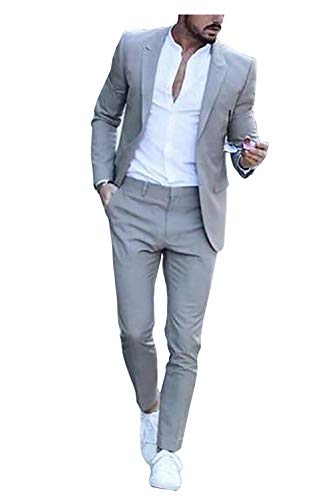 Wemaliyzd Men's 2 Pieces Casual Suit 1 Button Jacket Finished Bottom Pants