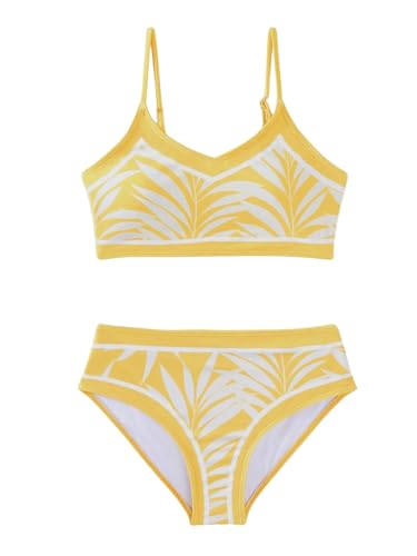 Image of WDIRARA Girl's Tropical Print Bikini Set 2 Piece Swimsuits Spaghetti Strap Bathing Suits Multicolor 10Y