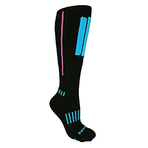 Black with Cyan and Pink APeX Fitness Knee-High Socks