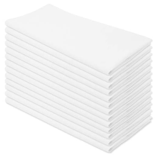 Aunti Em's Kitchen Flour Sack Dish Towels - Natural Cotton for Embroidery and Drying Glass, Hand, Dinnerware - Plain, Thick, Zero-Lint - Highly Absorbent - Set of 13, 27 x 27 Inch, White