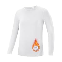 Runhit Youth Boys Thermal Compression Shirt Kids White Long Sleeve Fleece Base Layer Basketball Football Undershirt