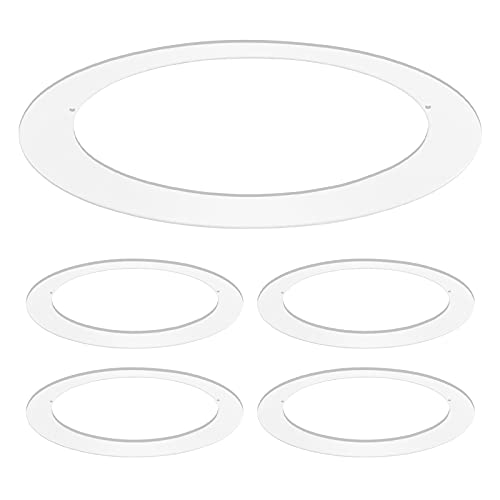Luxrite 4 Pack White Goof Trim Ring for 5/6 Inch Recessed Lights and Ceiling Light Fixtures Outer Diameter 8 Inches Inner Diameter 6.14 Inches Metal Construction Cover Damaged or Messy Ceilings